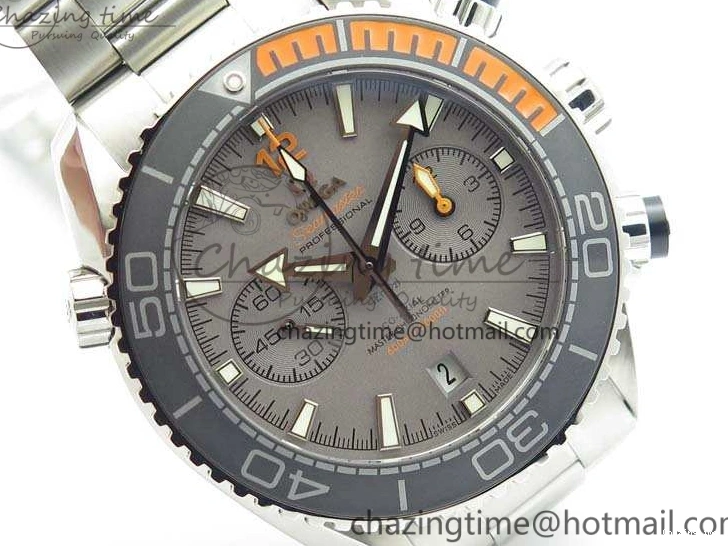 0227 Planet Ocean Master Chrono SS OM 1:1 Best Edition Gray Dial On SS Bracelet A9900 V Efficient 8116